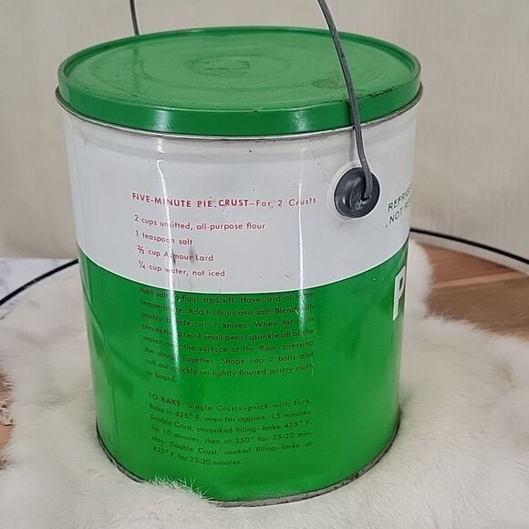 ARMOUR Pure Lard Paint Can Style Tin vintage Advertising Green and white - Picture 5 of 8